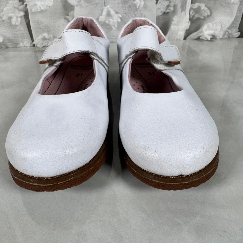 Pediped‎ White Leather Mary Jane Shoes Flex Fit Girl's EU 31 US 13-13.5